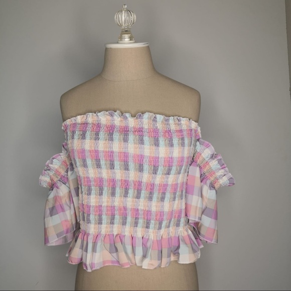 Shein shirred peplum pastel top - Picture 5 of 10